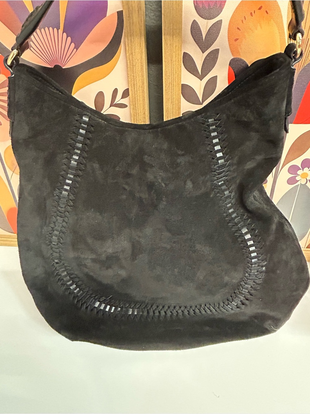 NWOT Ralph Lauren Indian Cove black suede hobo - Picture 9 of 16